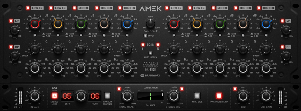 AMEK EQ 200 mastering equaliser graphical user interface (GUI)