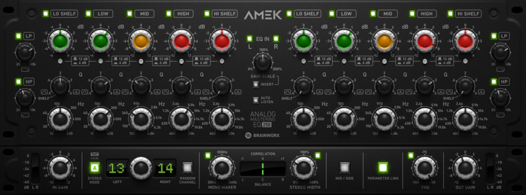 AMEK EQ 250 Mastering Equaliser Graphical User Interface (GUI)