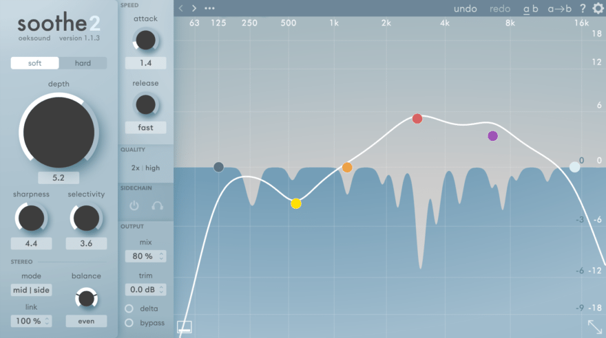 soothe2 user interface by oeksound pictured in the soothe2 review by Mathew Vaughan